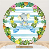 Runden Pflanzen Mit Wenig Elefant Geburtstag Hintergrund